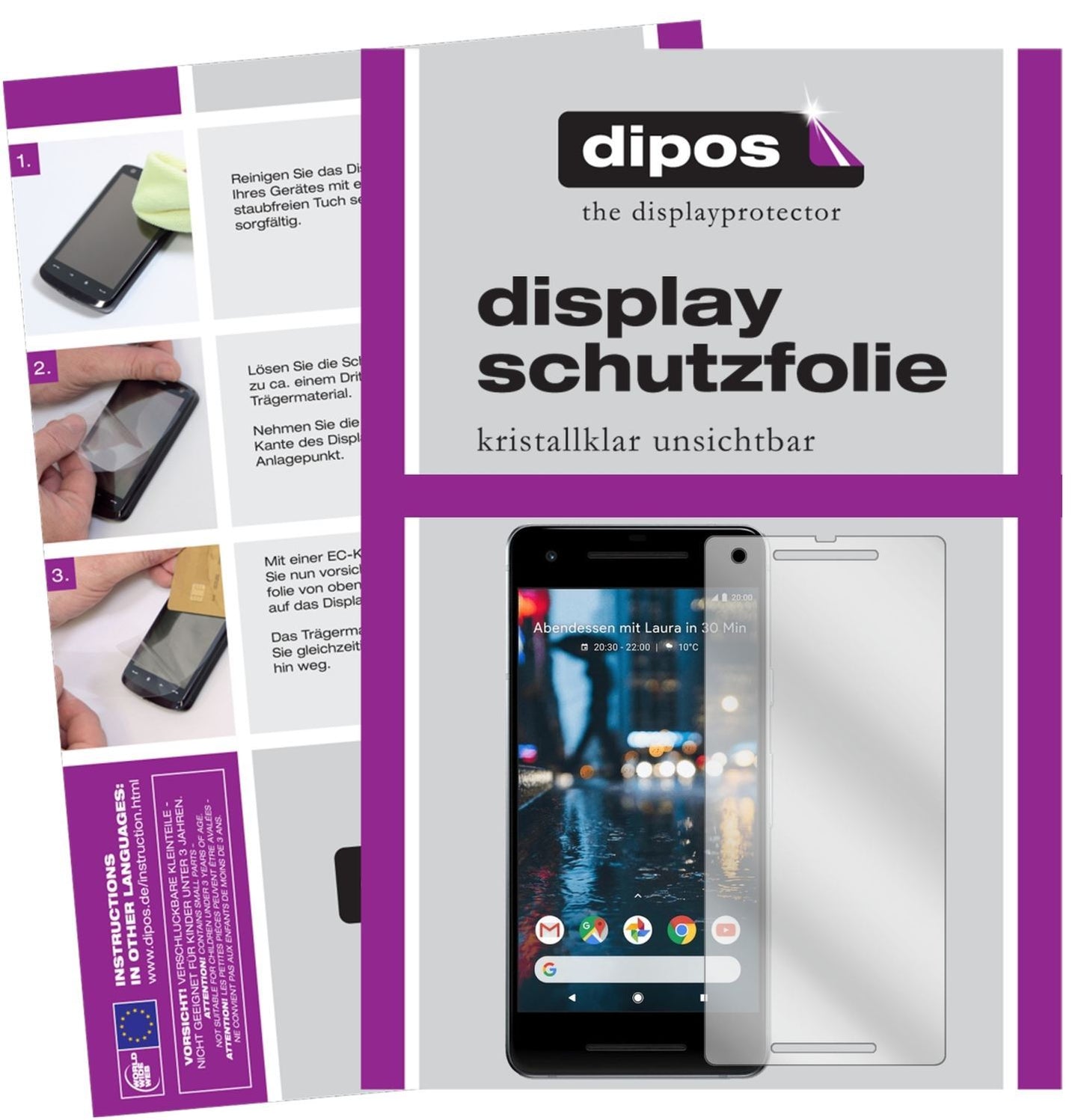 2x Schutzfolie klar für Google Pixel 2 Display-Sch (1)