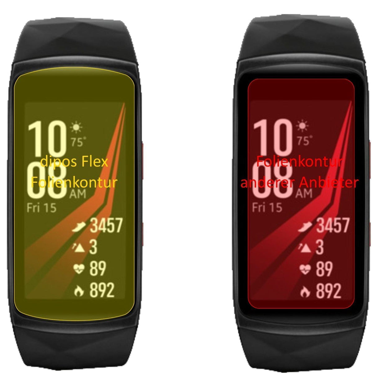 3x 3D Full Cover Schutzfolie für Samsung Gear Fit  (2)