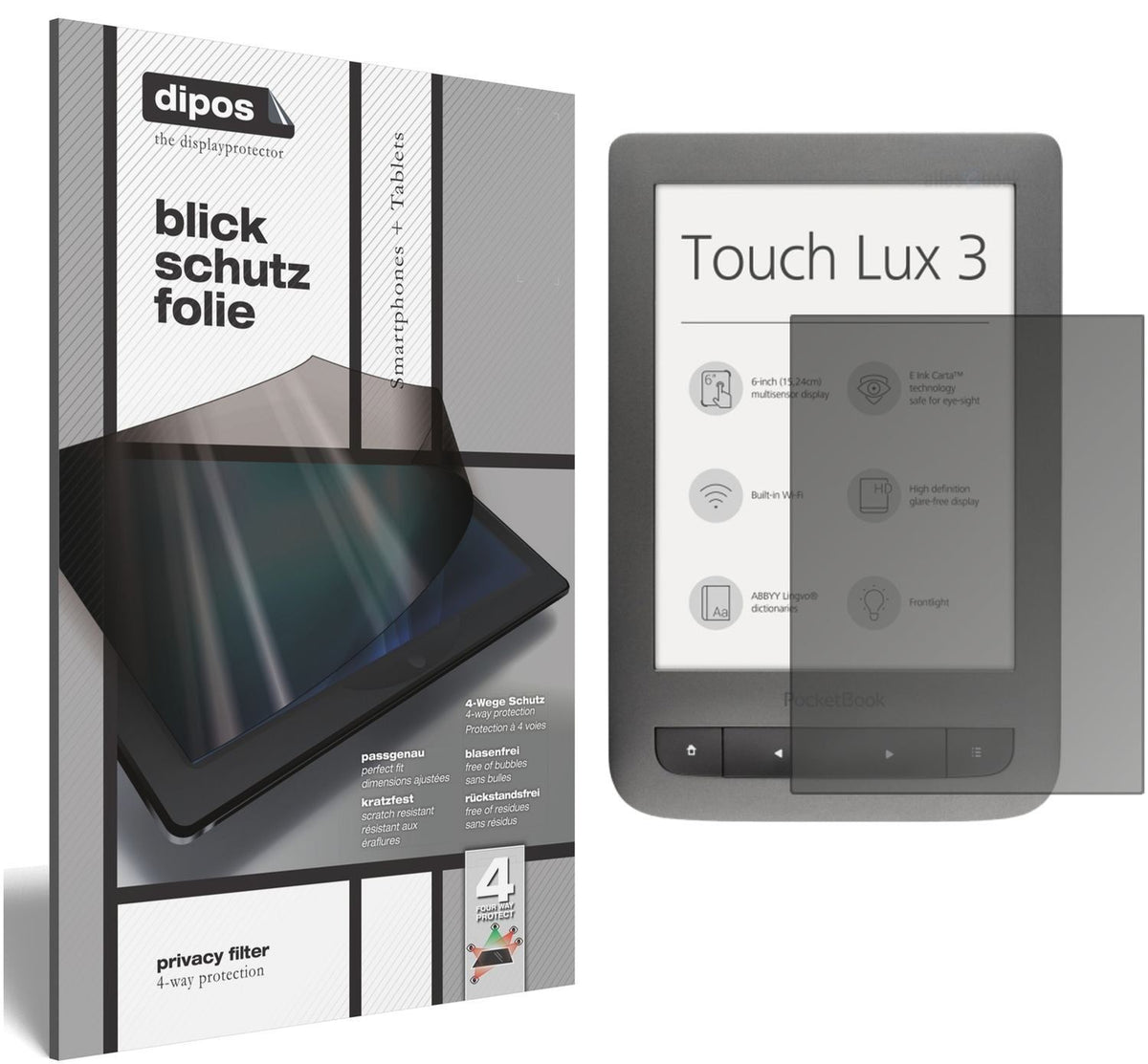 Blickschutzfolie für Pocketbook Touch Lux 3 PB626  (1)