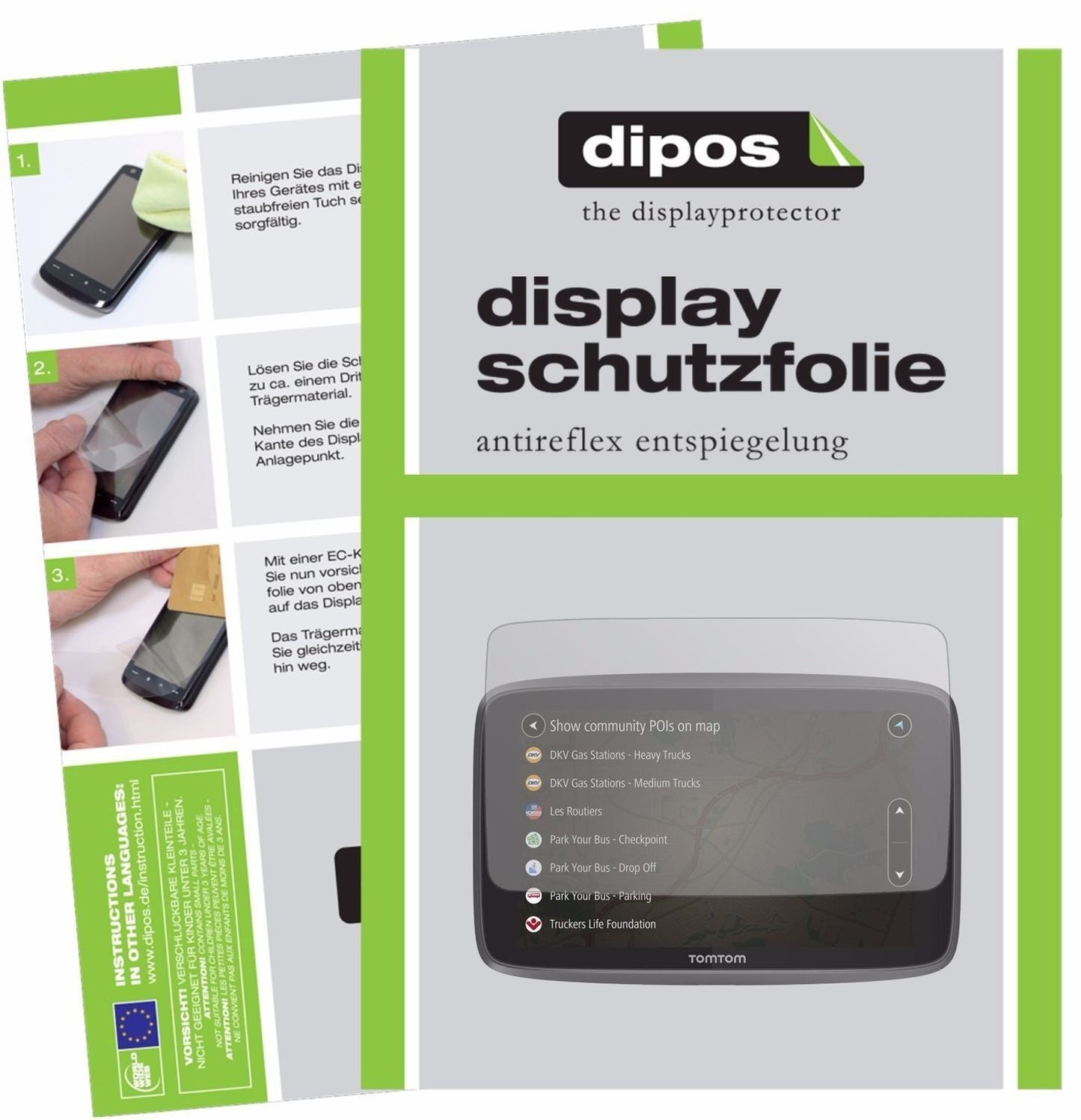 3x Schutzfolie matt für TomTom Go Professional 625 (1)