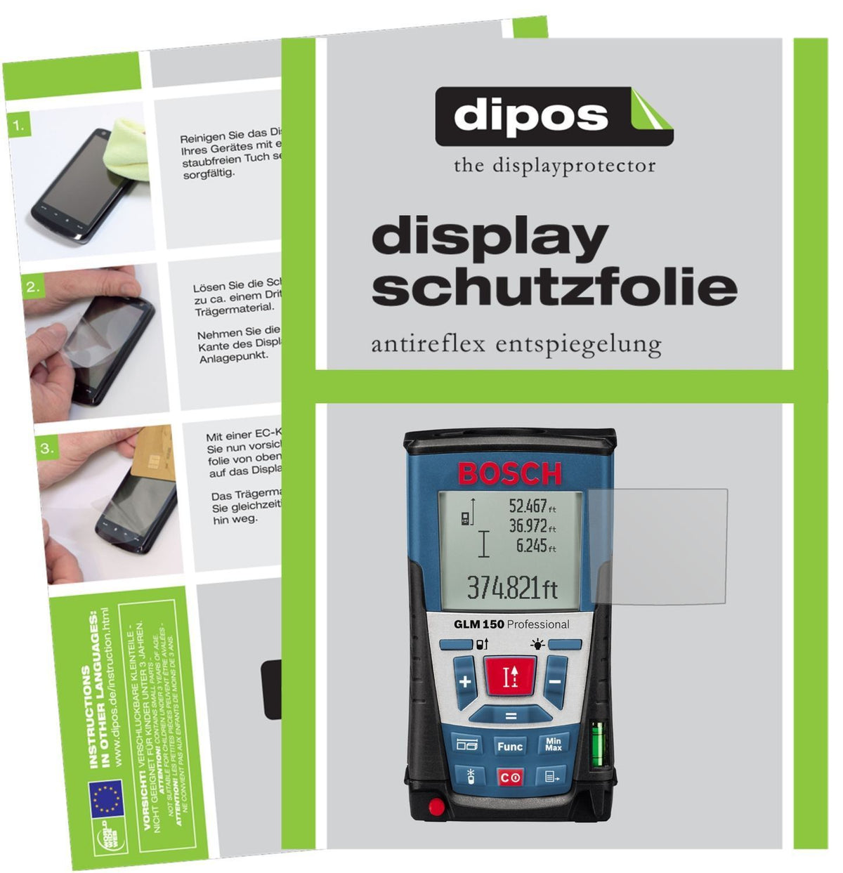 3x Schutzfolie matt für Bosch Professional GLM 150 (1)