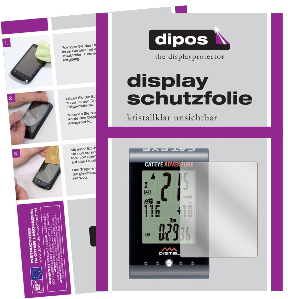 3x Schutzfolie klar für Cateye CC-AT200W Display-S (1)