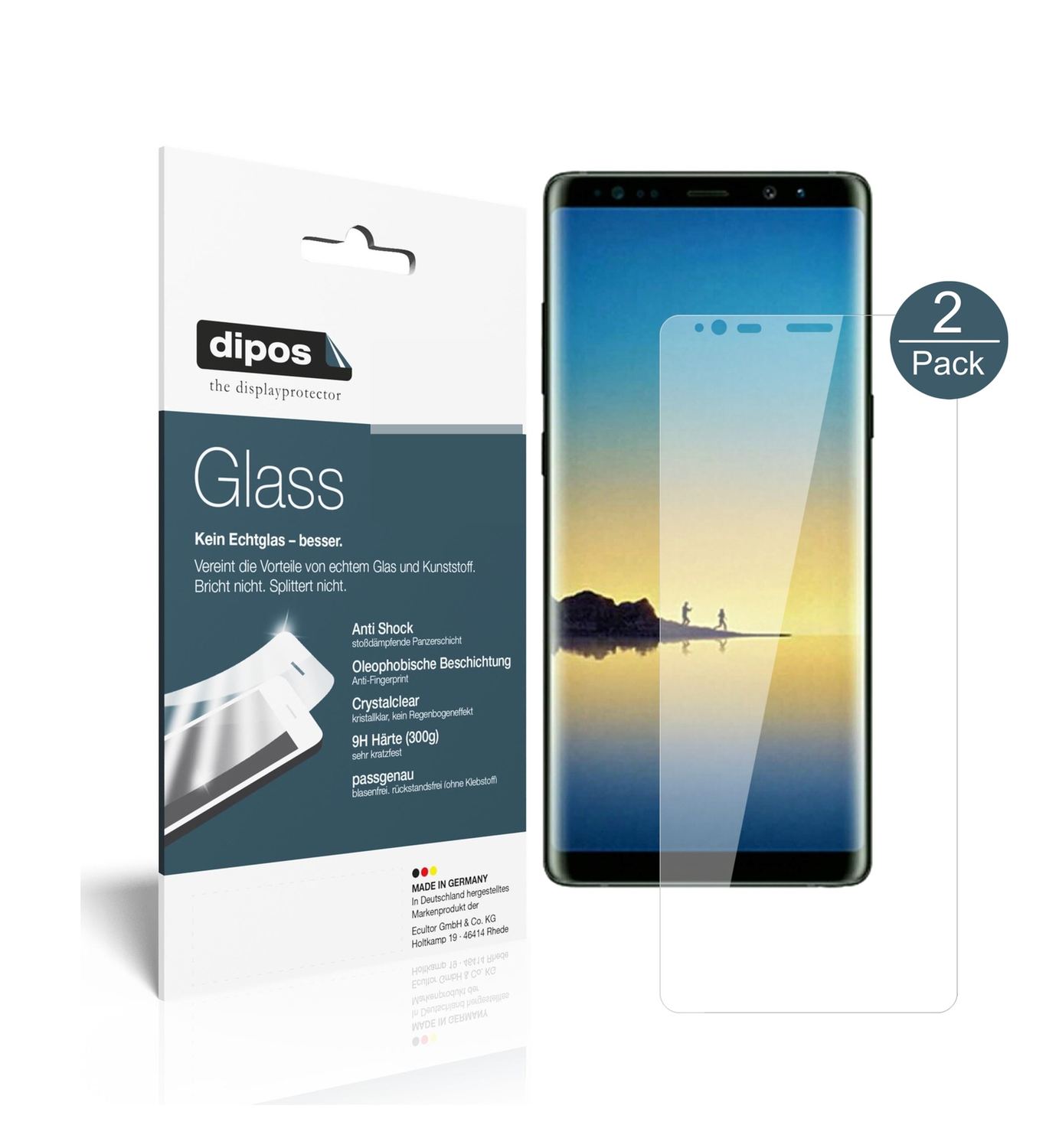 2x 9H Schutzfolie für Samsung Galaxy Note 8 Panzer (1)