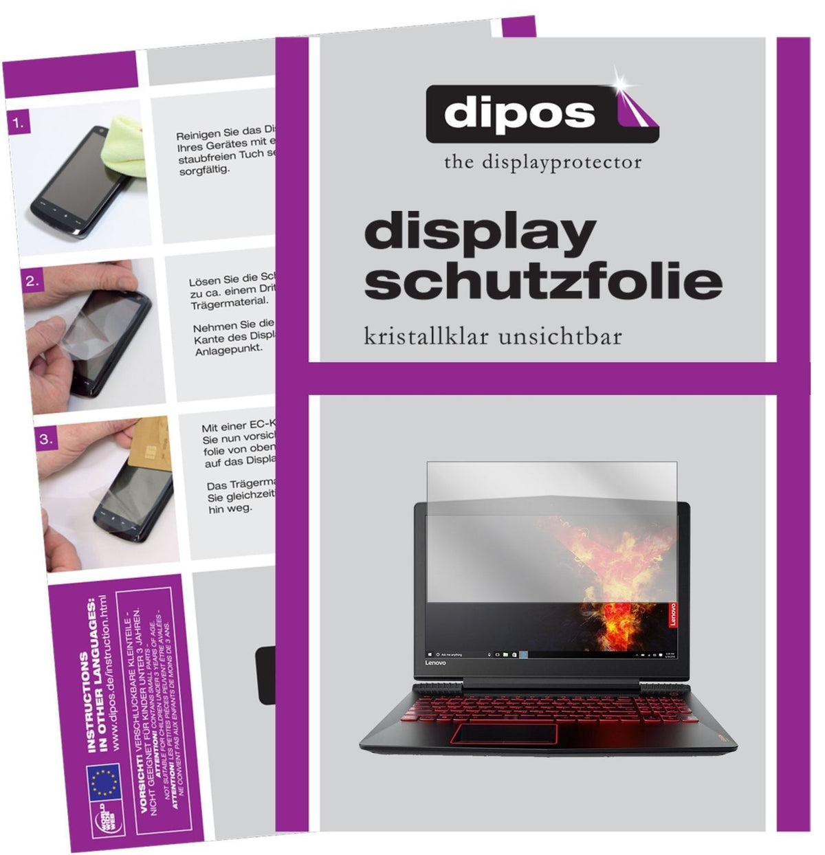 2x Schutzfolie klar für Lenovo Legion Y520 Display (1)
