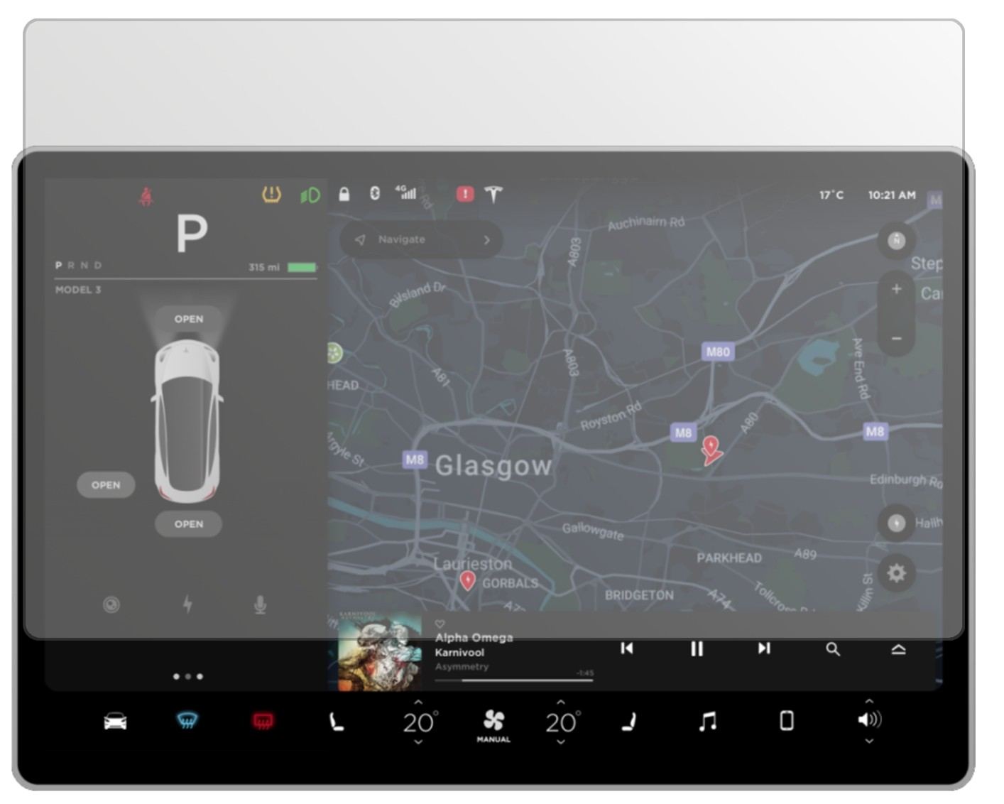 2x Schutzfolie matt für Tesla Model 3 Display Disp (2)