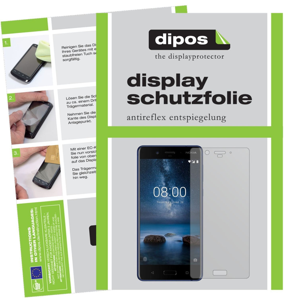 2x Schutzfolie matt für Nokia 8 Display-Schutzfoli (1)