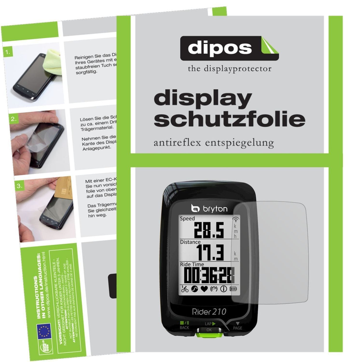3x Schutzfolie matt für Bryton Rider 210 Display-S (1)