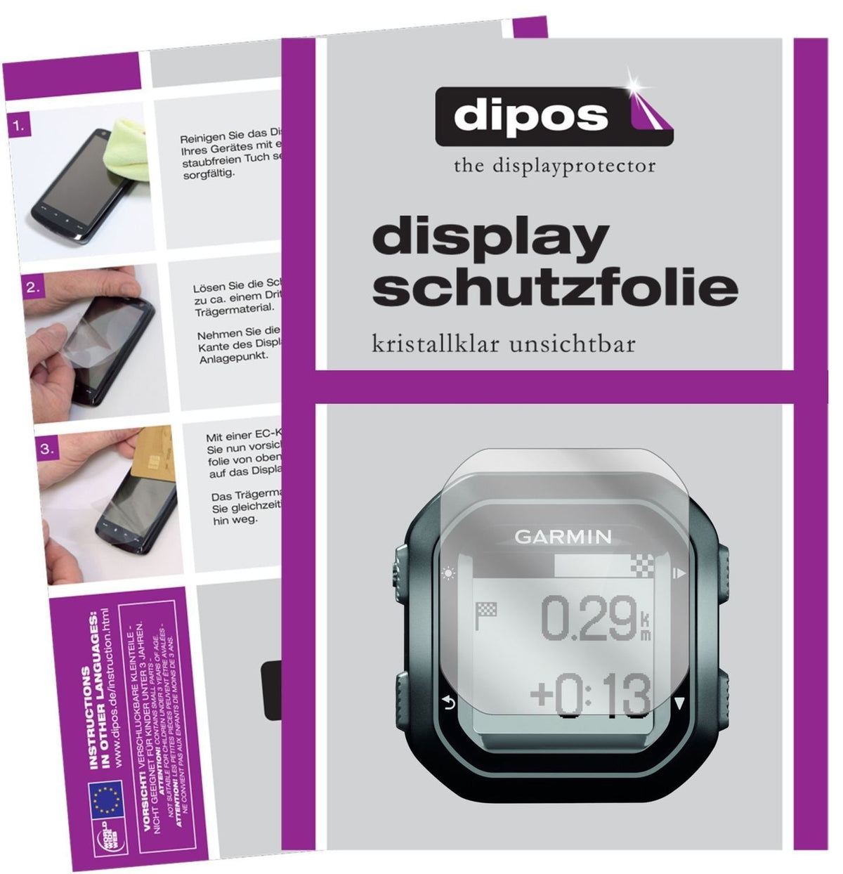 6x Schutzfolie klar für Garmin Edge 25 Display-Sch (1)