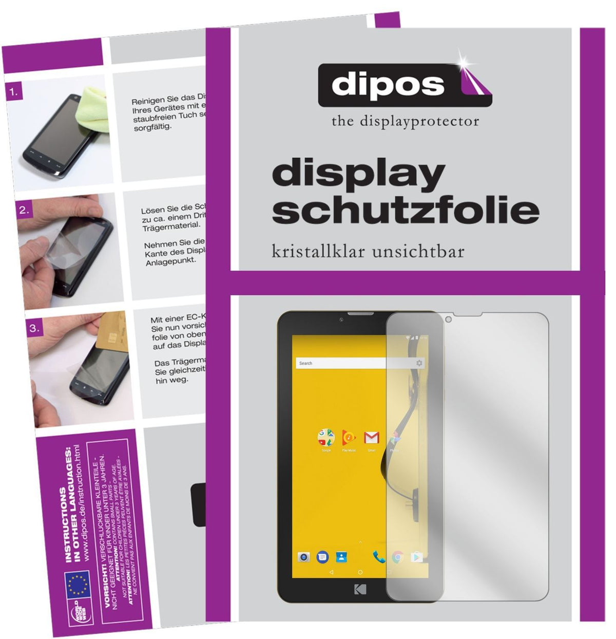 2x Schutzfolie klar für Archos Kodak Tablet 7 Zoll (1)