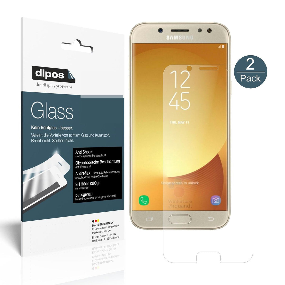 2x 9H Schutzfolie matt für Samsung Galaxy J5 2017  (1)