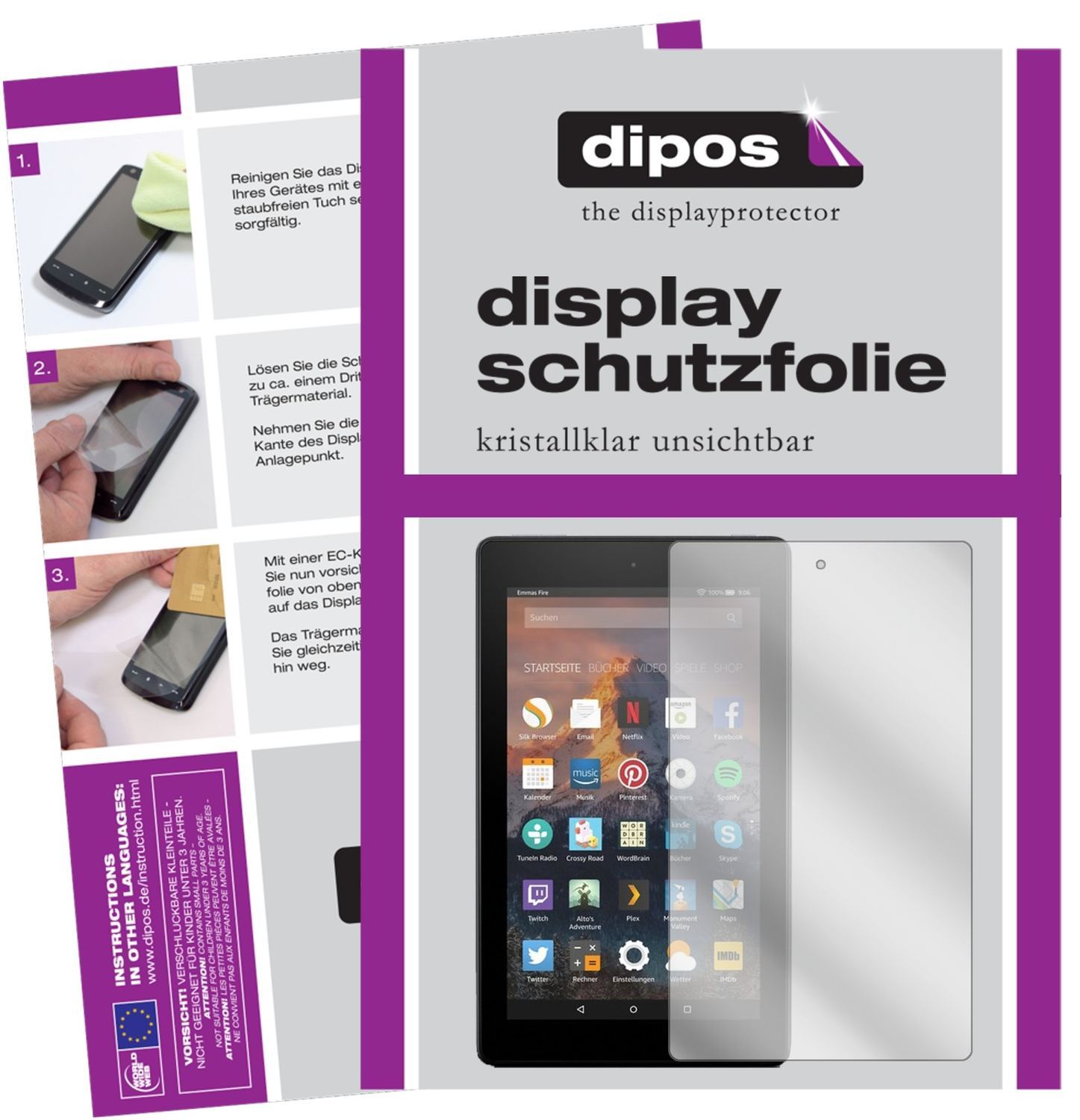 2x Schutzfolie klar für Amazon Fire 7 (2017) Displ (1)