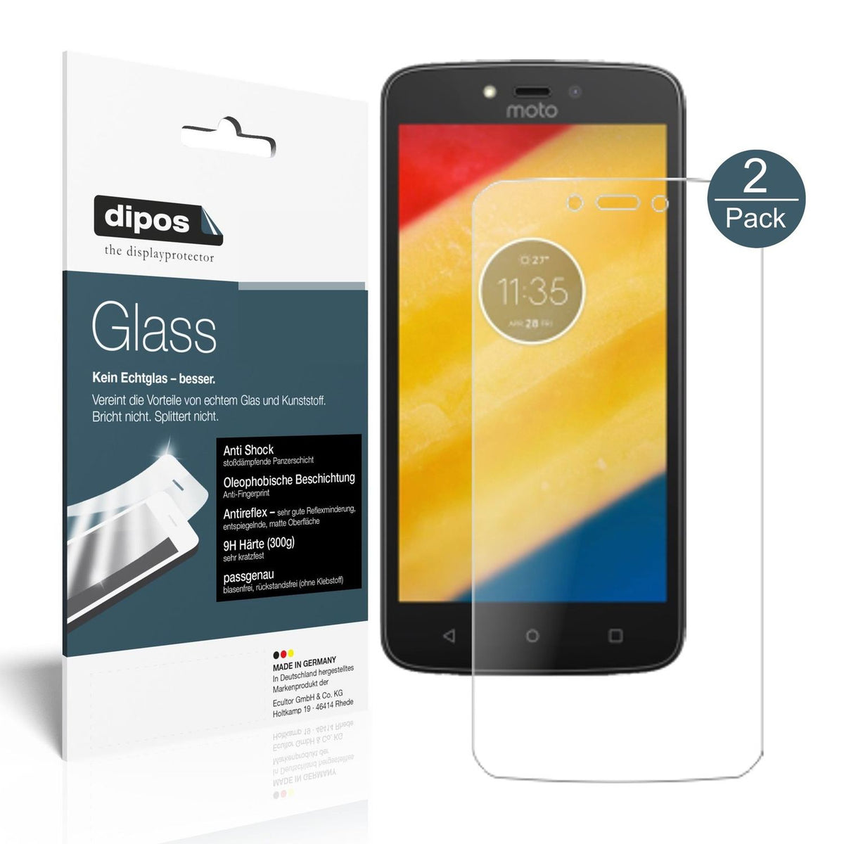 2x 9H Schutzfolie matt für Lenovo Moto C Panzerfol (1)
