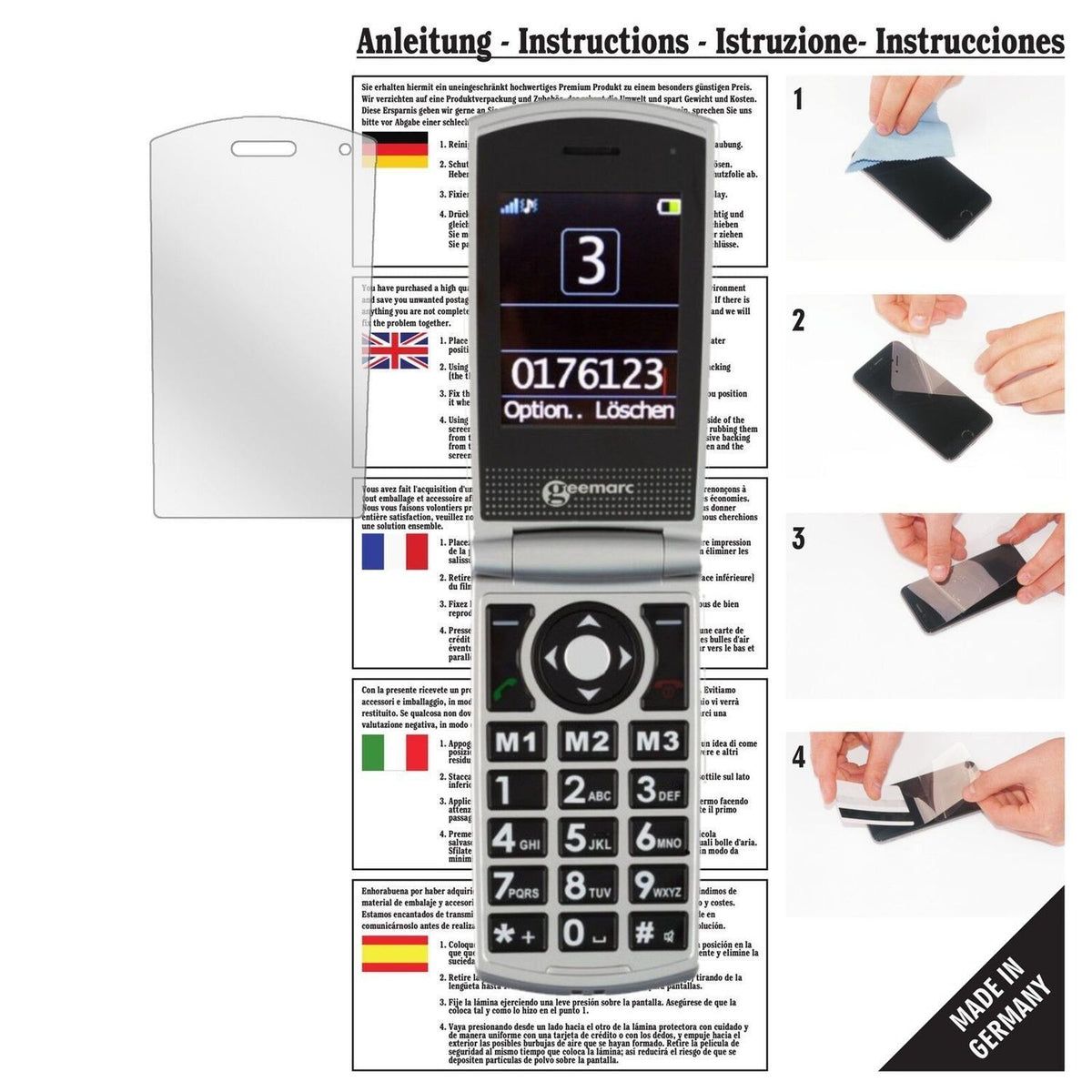 6x Schutzfolie klar für Geemarc CL 8450 Display-Sc (1)