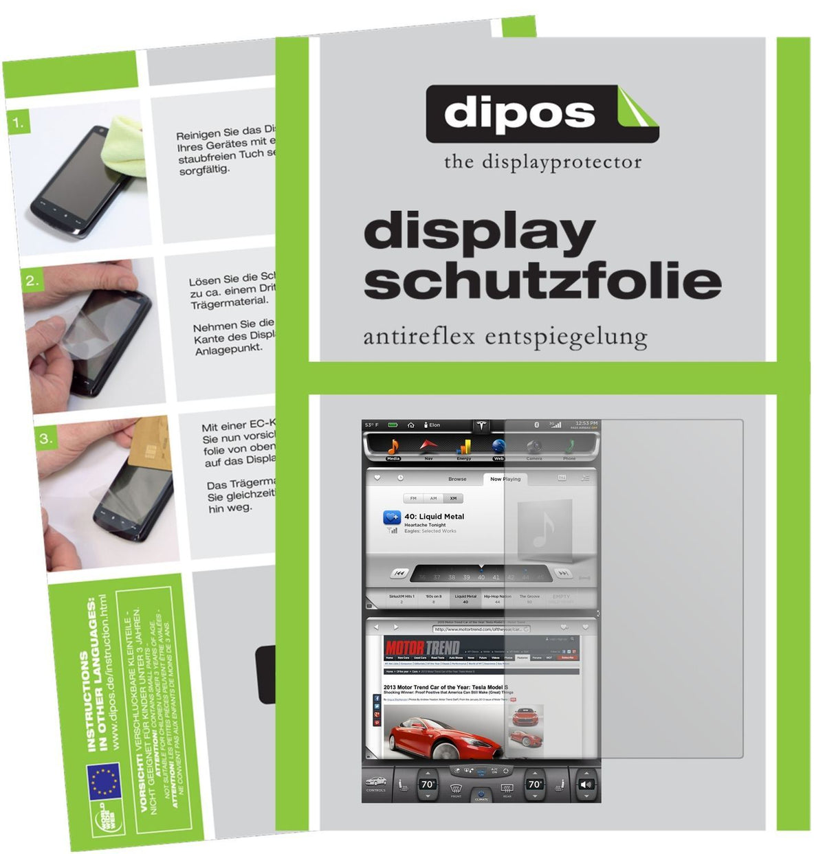 2x Schutzfolie matt für Tesla Model S Display Disp (1)