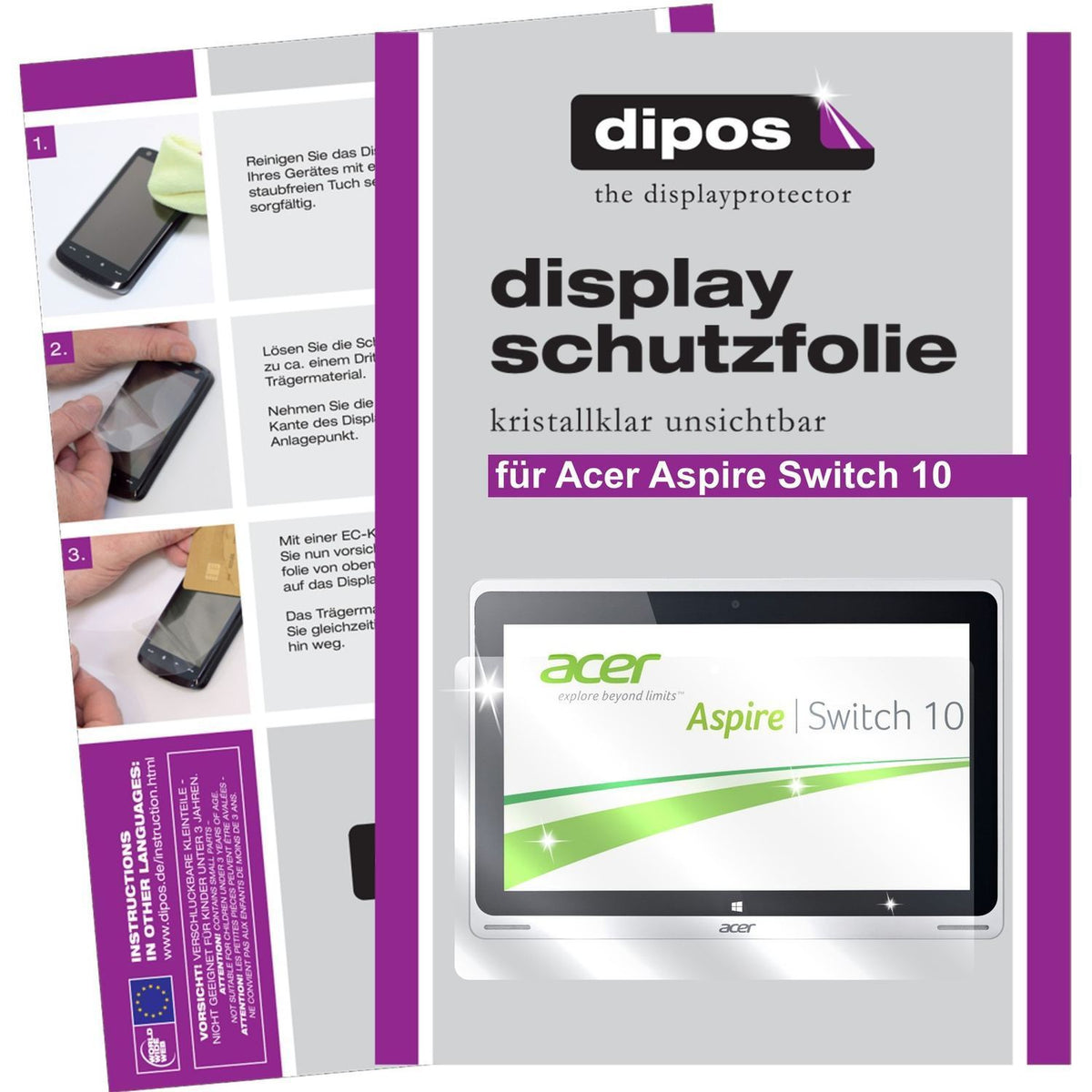 3x Schutzfolie klar für Aspire Switch 10 Acer Disp (1)