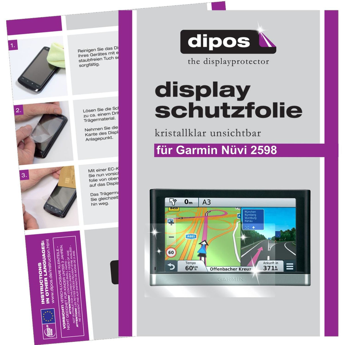 3x Schutzfolie klar für Nüvi 2598 Garmin Display-S (1)
