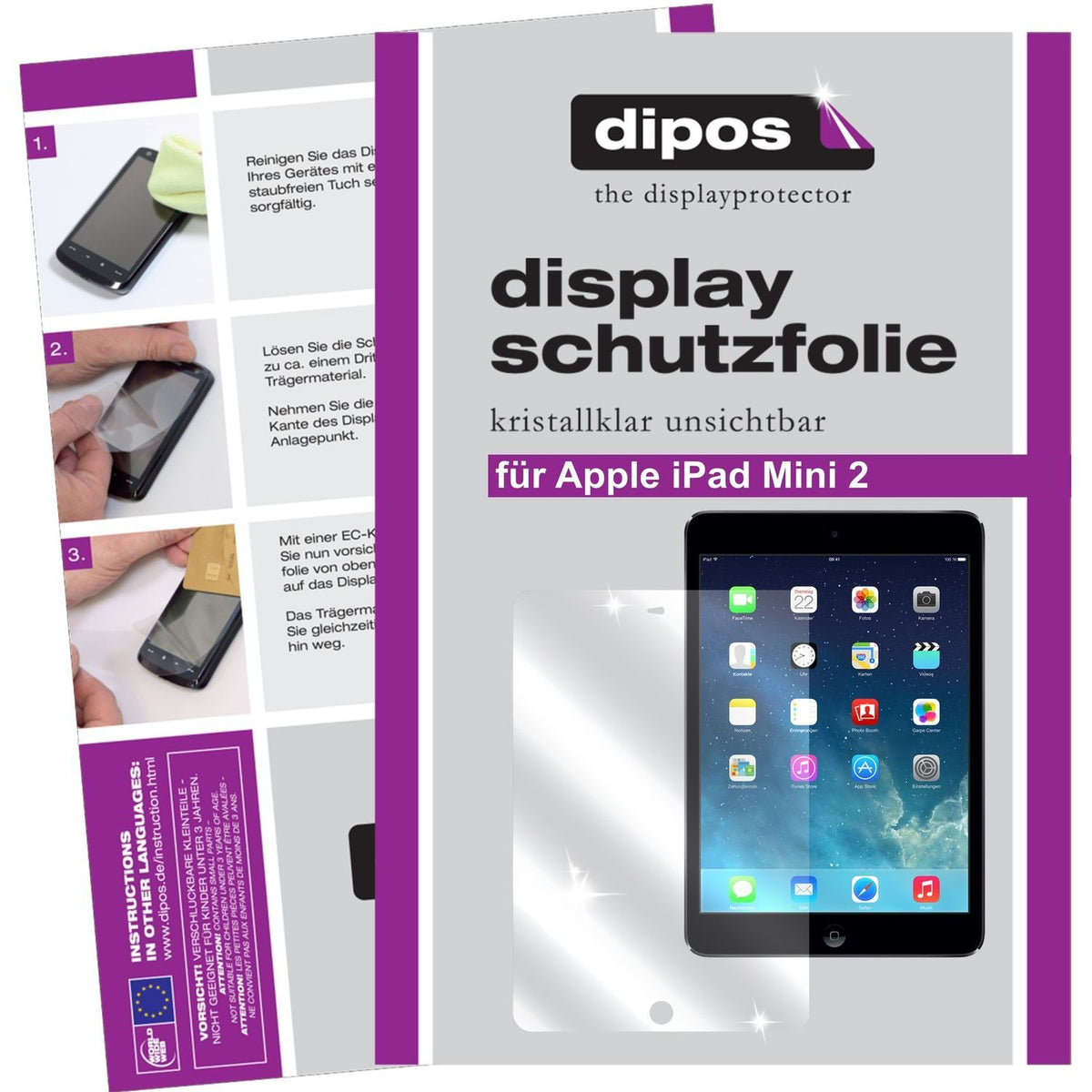 3x Schutzfolie klar für iPad Mini 2 Apple Display- (1)