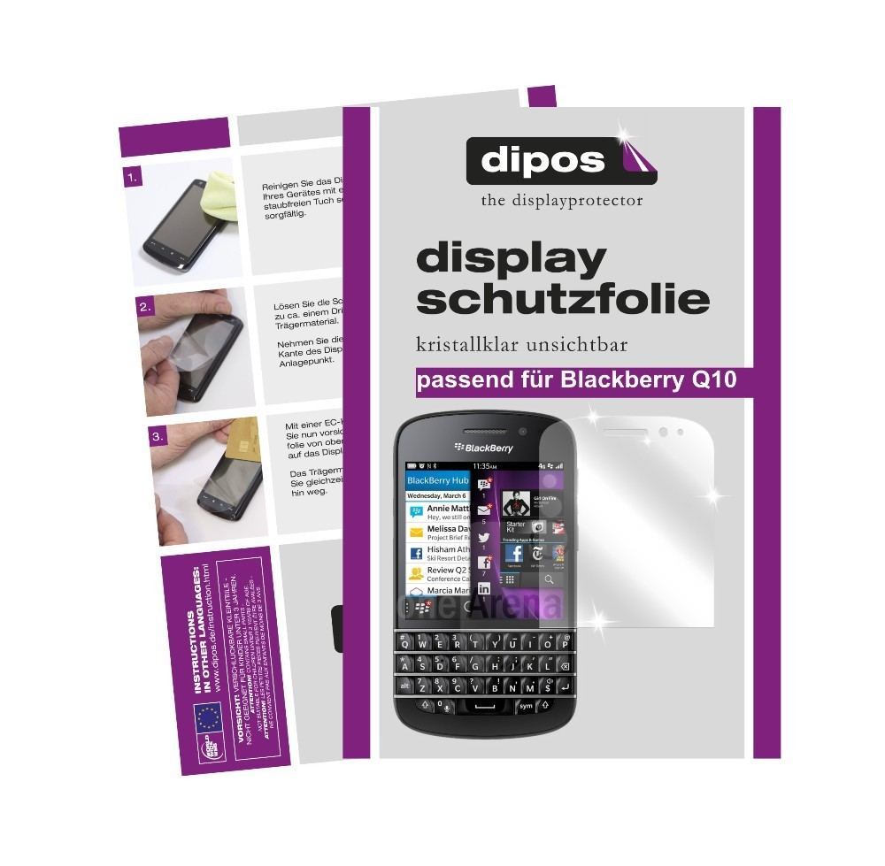 2x Schutzfolie klar für Q10 Blackberry Display-Sch (1)