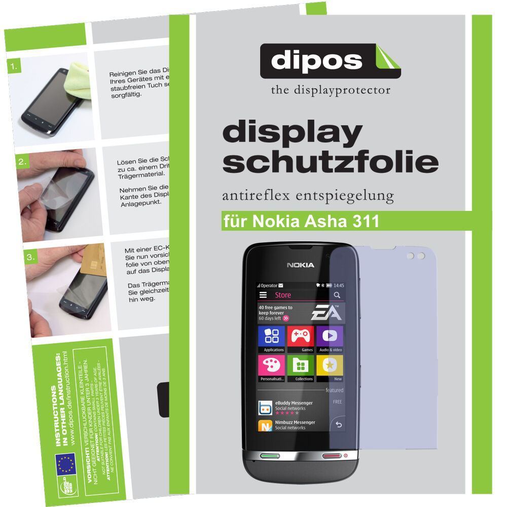 2x Schutzfolie matt für Asha 311 Nokia Display-Sch (1)