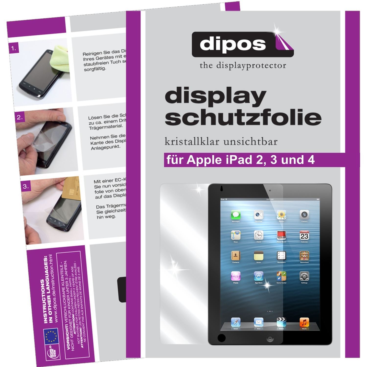 2x Schutzfolie klar für iPad 2, iPad 3 , iPad 4 Ap (1)
