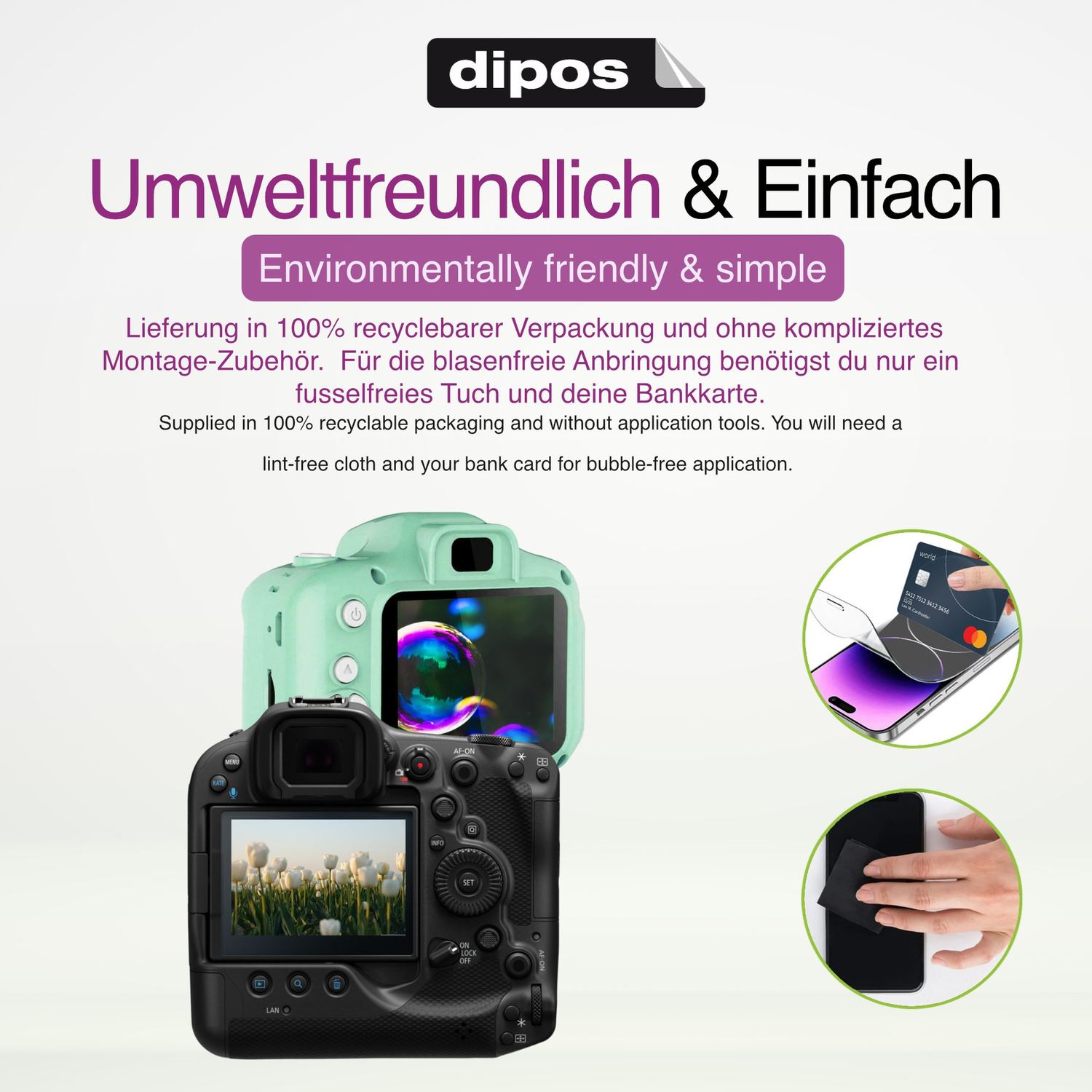 dipos Displayschutz für Leica SL2, transparente Oberfläche, geringe Dicke und perfekte Passform