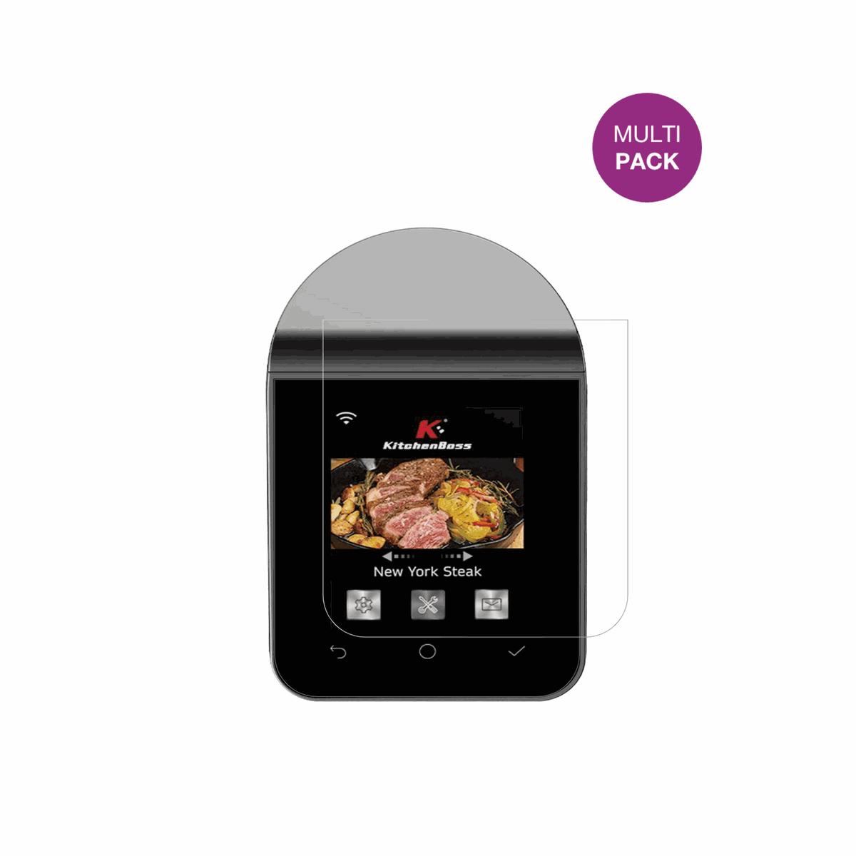KitchenBossG330 mit aufgebrachter dipos Displayschutzfolie, glasklare Darstellung ohne Einschränkungen