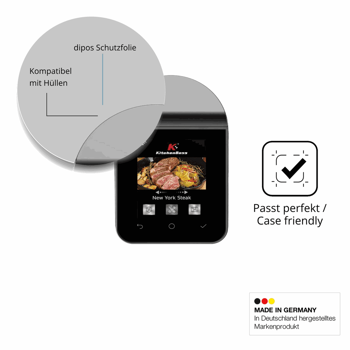 Schutzfolie mit optimaler Passform, zur Verwendung mit Hüllen geeignet