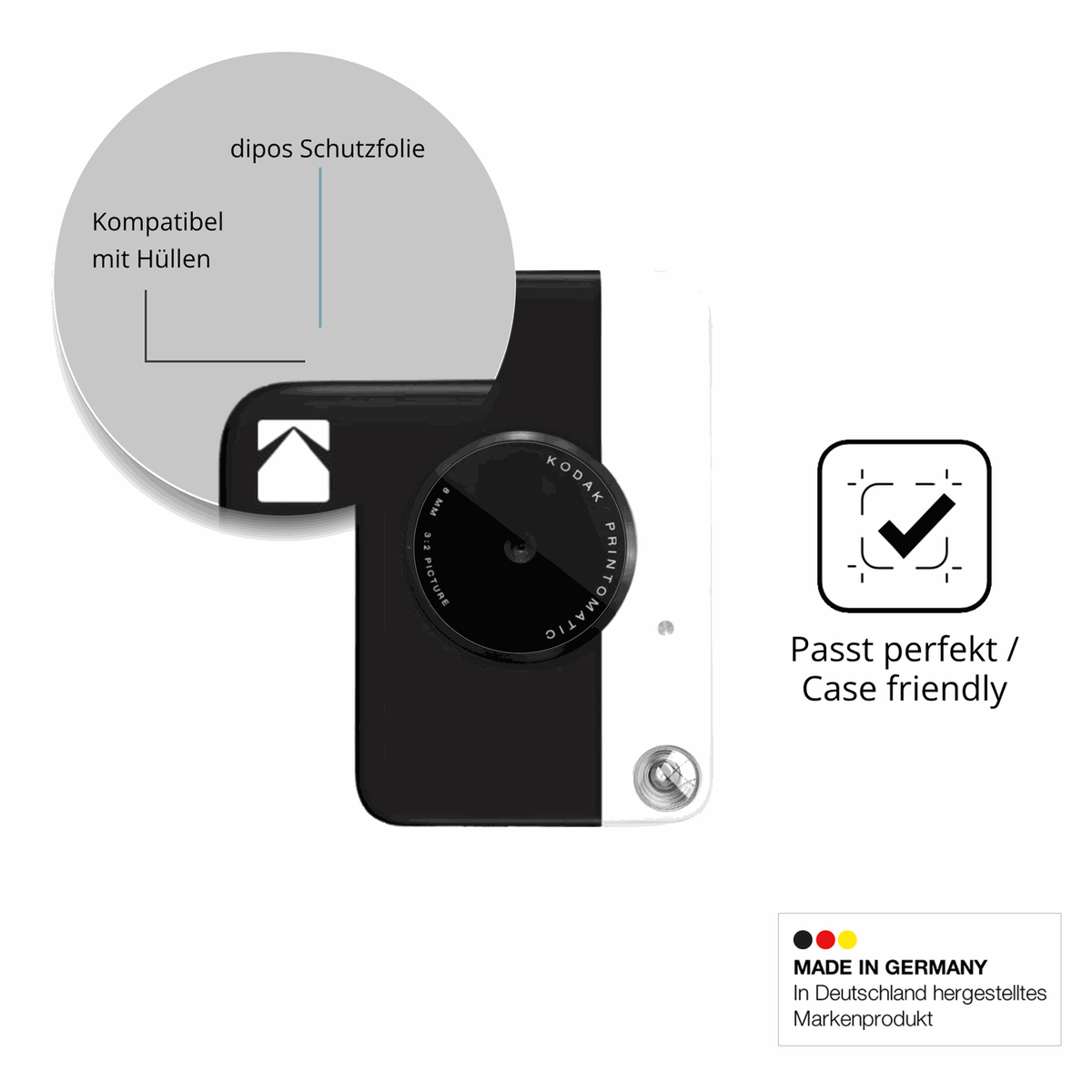 Schutzfolie mit optimaler Passform, zur Verwendung mit Hüllen geeignet