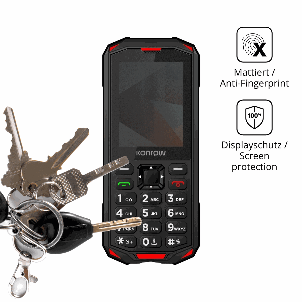 dipos Displayschutz für Konrow Stone Next, mattierte Oberfläche, Blickschutzfilter und perfekter Passform