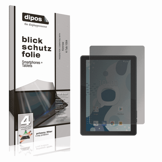 Blickschutzfolie von dipos passend für Konrow K-Tab 1004, präziser Zuschnitt und blasenfrei montiert
