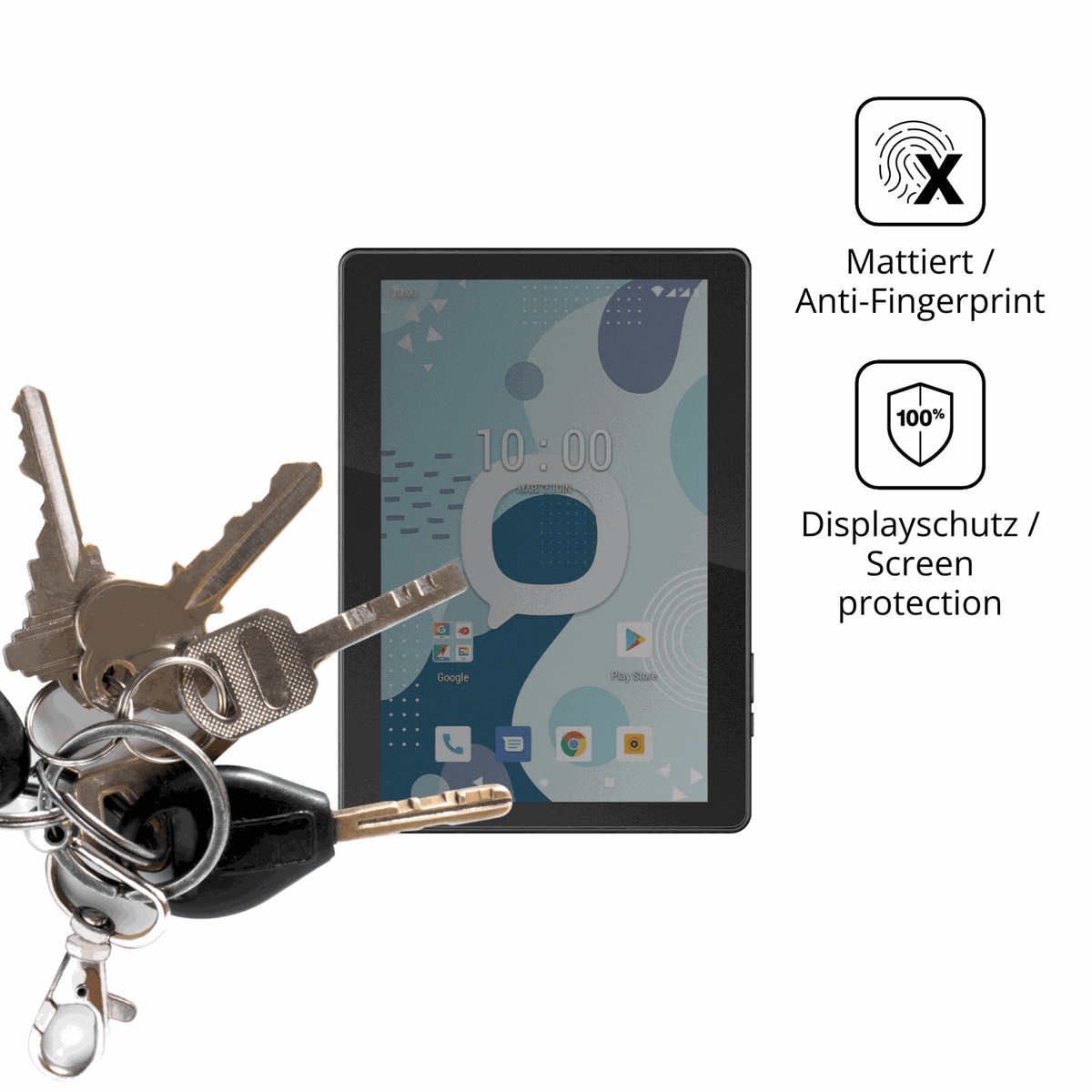 dipos Displayschutz für Konrow K-Tab 1005, mattierte Oberfläche, Blickschutzfilter und perfekter Passform