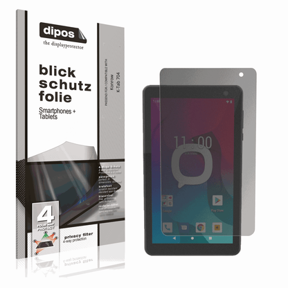Blickschutzfolie von dipos passend für Konrow K-Tab 704, präziser Zuschnitt und blasenfrei montiert