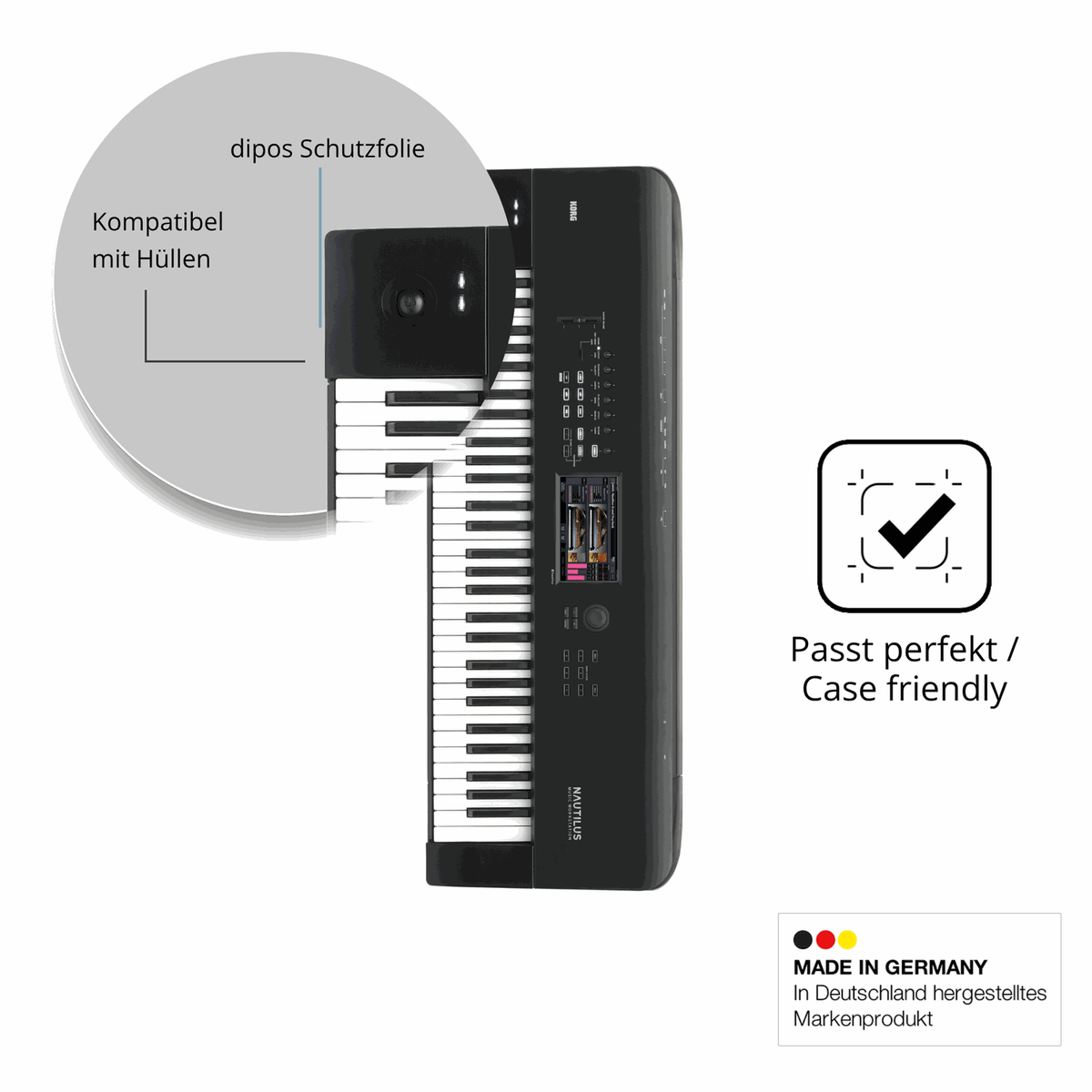 Schutzfolie mit optimaler Passform, zur Verwendung mit Hüllen geeignet