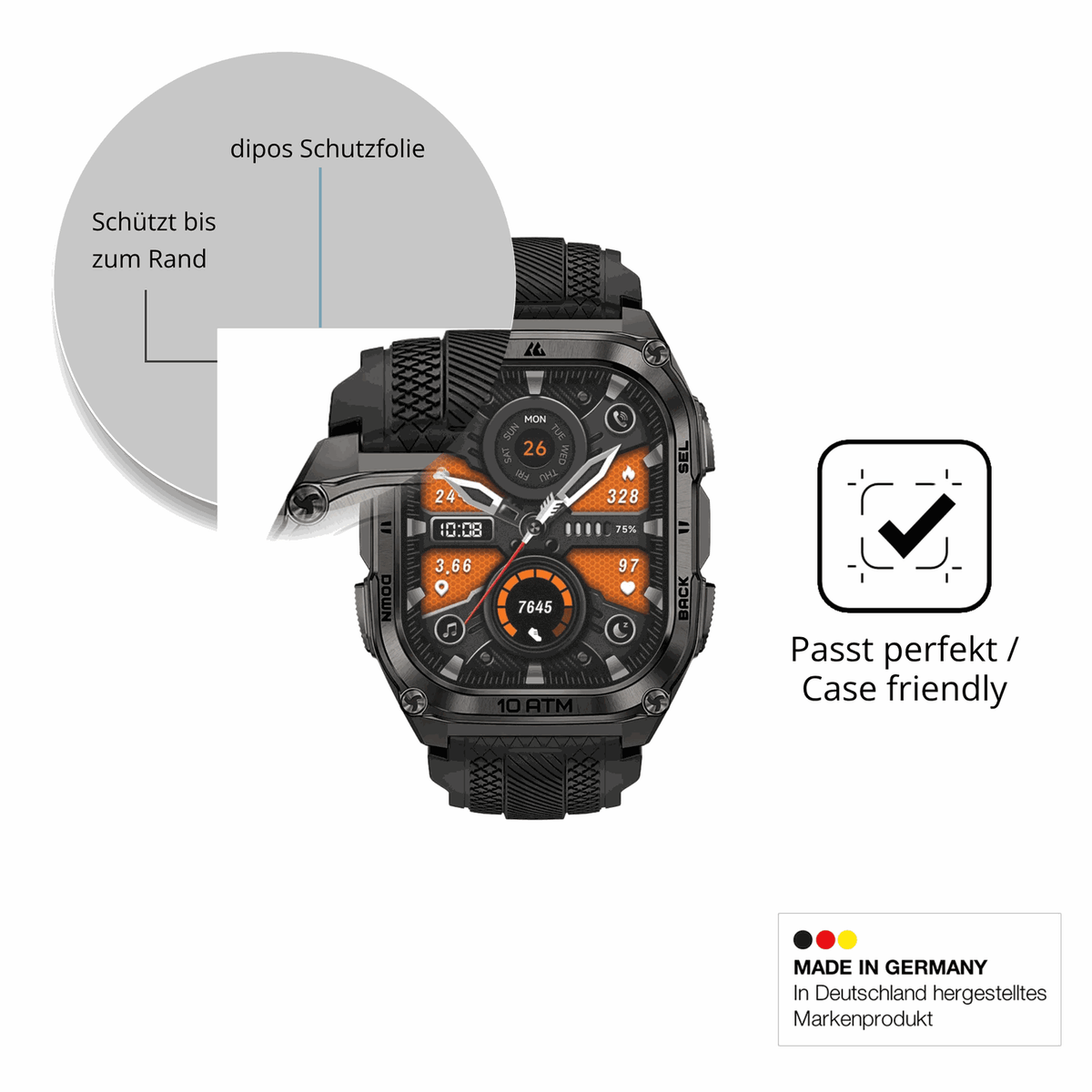Schutzglasfolie mit optimaler Passform, zur Verwendung mit Hüllen geeignet