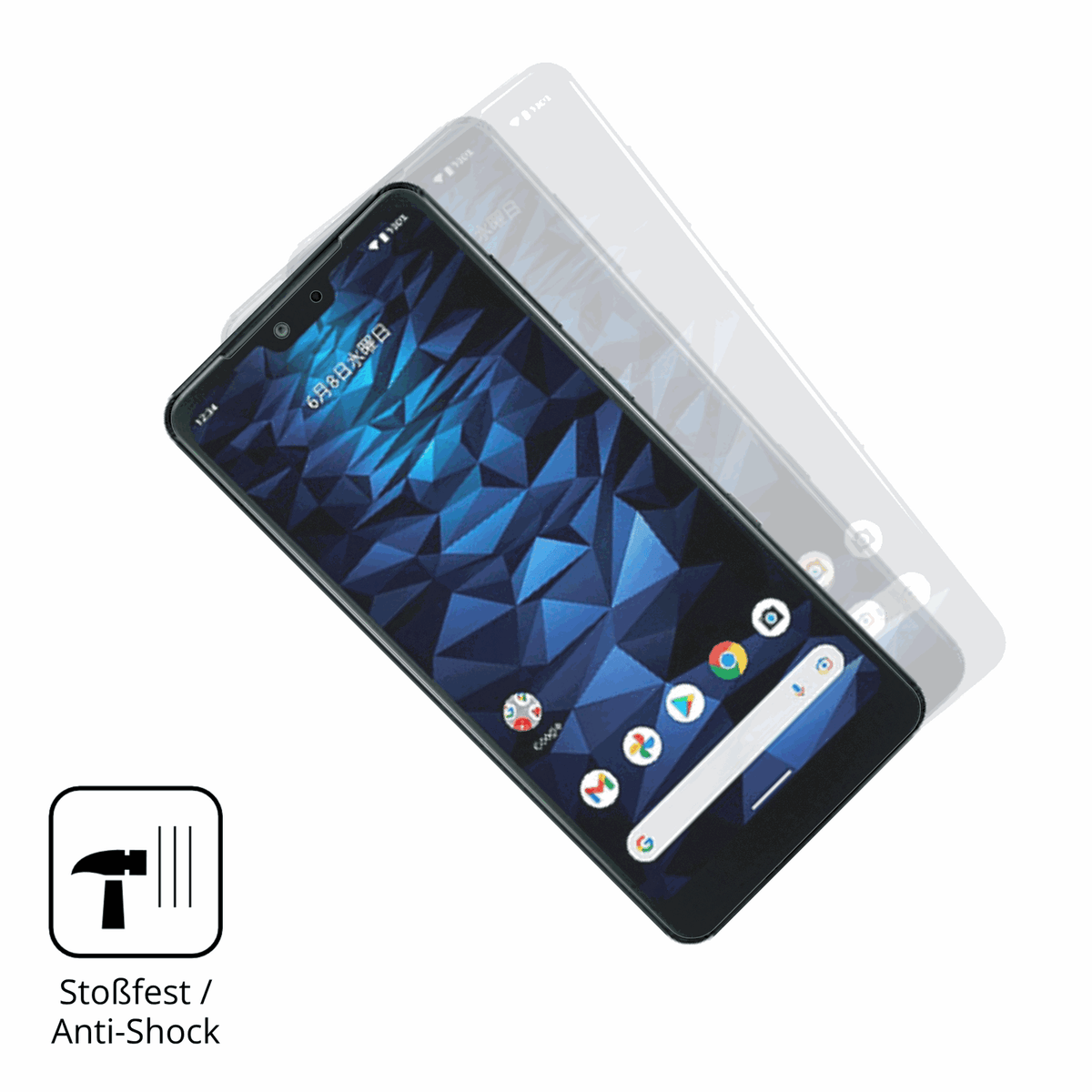 Schutz gegen Kratzer auf dem Kyocera Digno WX Glas durch Schlüssel, Stöße gegen die Tischkante oder Stürze
