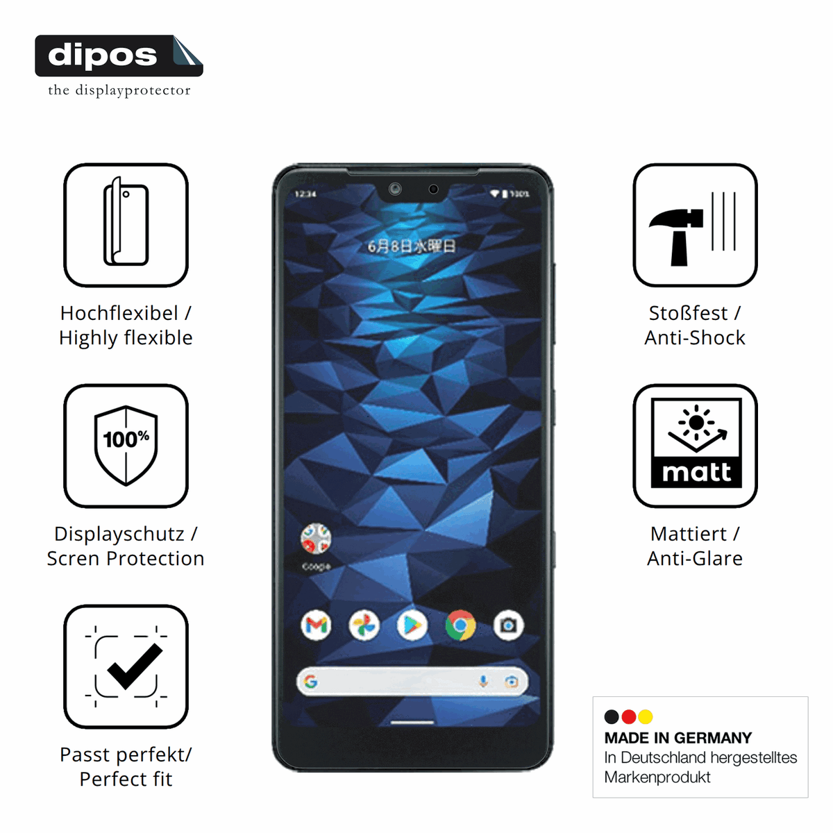 Displayschutz hergestellt in Deutschland, höchste Qualität made in Germany