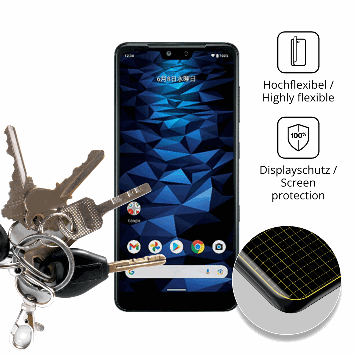 dipos Displayschutz für Kyocera Digno WX, transparente Oberfläche, geringe Dicke und perfekte Passform