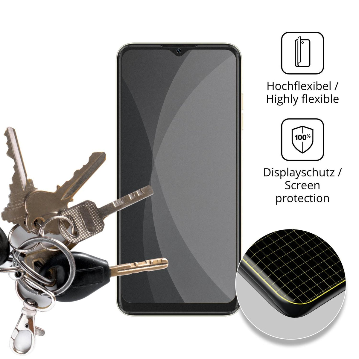dipos Displayschutz für Lagenio A10, mit Blickschutzfilter und perfekter Passform auch für die Rundungen