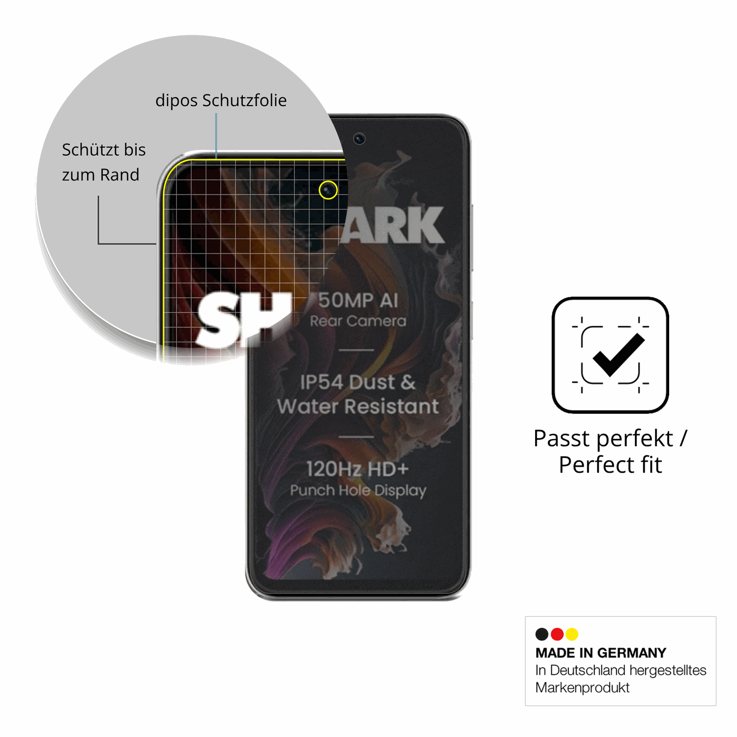 Schutz gegen Kratzer auf dem Lava Shark 2 Glas durch Schlüssel, Stöße gegen die Tischkante oder Stürze