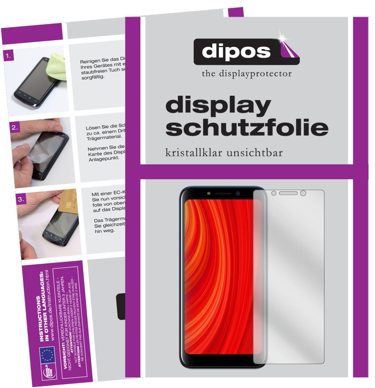 Klare Displayschutzfolie von dipos passend für Lava Z61 Pro, präziser Zuschnitt und blasenfrei montiert