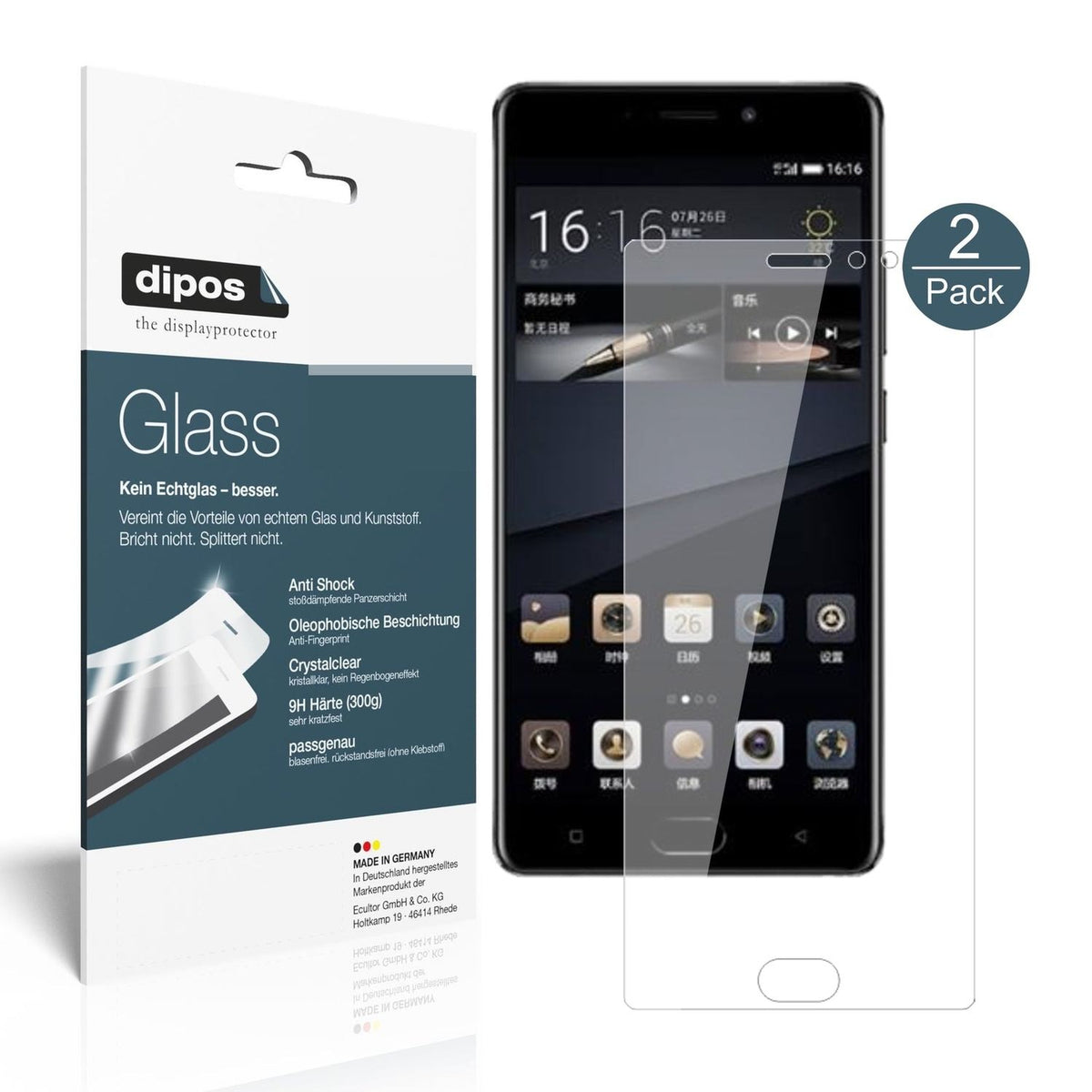 1x 9H Schutzfolie für Gionee M6S Plus Panzerfolie