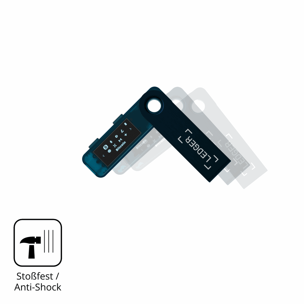 Schutz gegen Kratzer auf dem Ledger Nano S Plus Glas durch Schlüssel, Stöße gegen die Tischkante oder Stürze