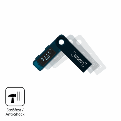Schutz gegen Kratzer auf dem Ledger Nano S Plus Glas durch Schlüssel, Stöße gegen die Tischkante oder Stürze