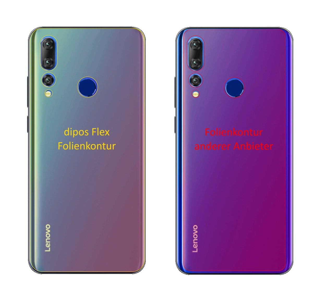 LenovoK6 Enjoy Rückseite mit aufgebrachter dipos Displayschutzfolie, glasklare Darstellung ohne Einschränkungen