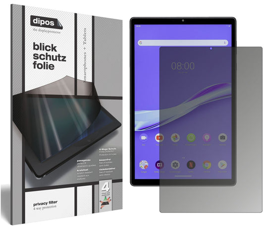 Blickschutzfolie von dipos passend für Lenovo M10 Plus, präziser Zuschnitt und blasenfrei montiert