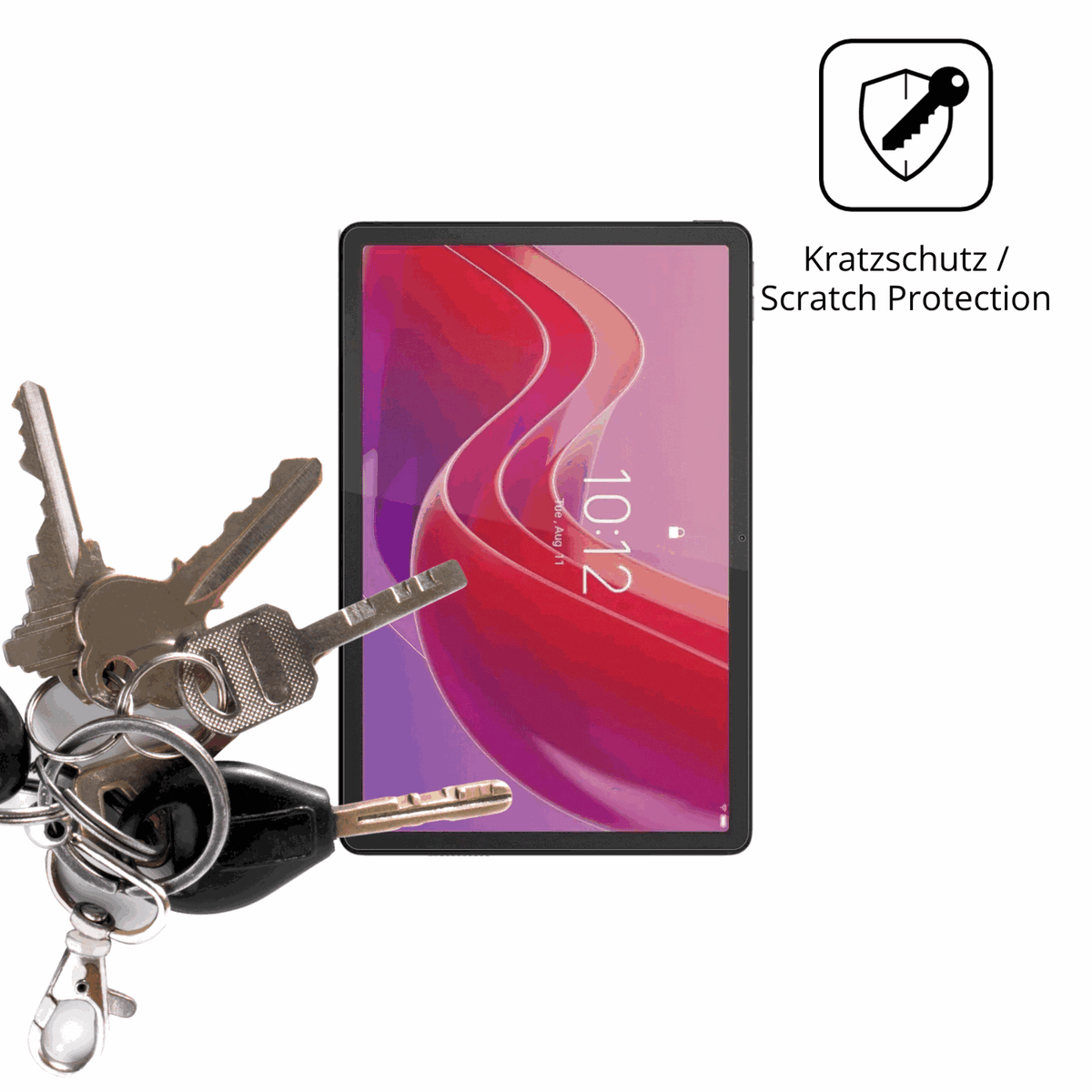 Schutz gegen Kratzer auf dem Lenovo Tab K12 Glas durch Schlüssel oder Ähnliches