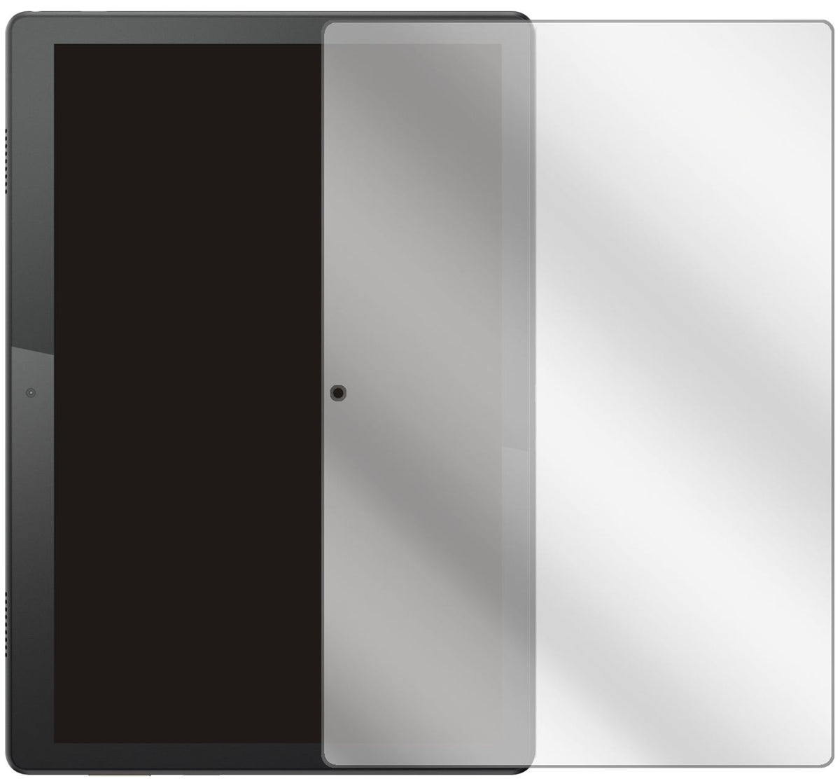 LenovoTab M10 mit aufgebrachter dipos Displayschutzfolie, glasklare Darstellung ohne Einschränkungen
