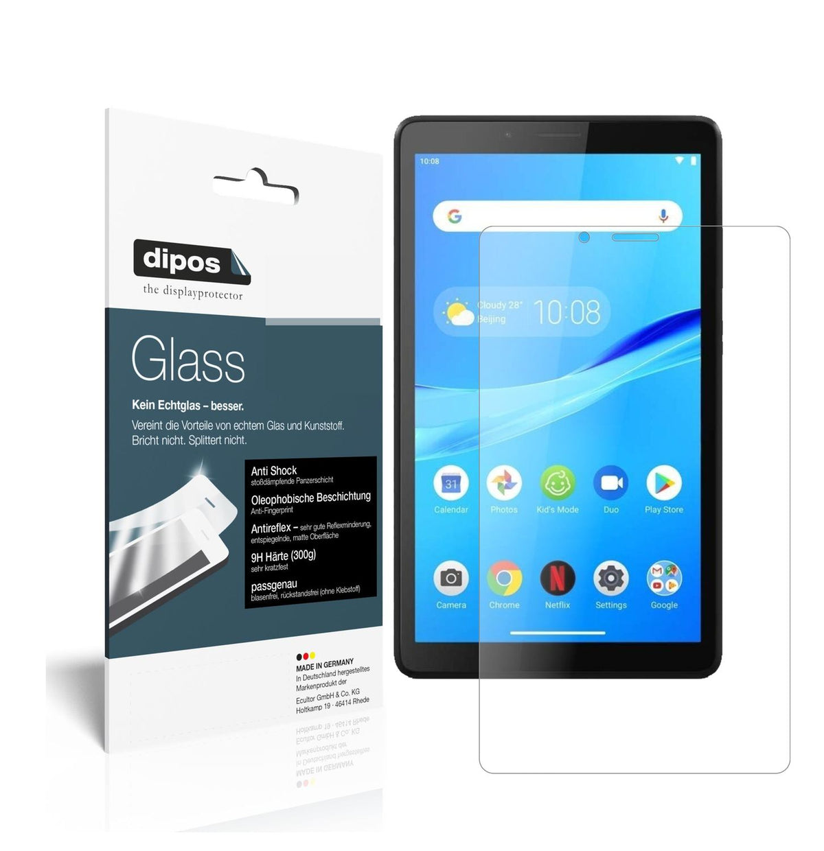 Matte Displayschutzfolie von dipos passend für Lenovo Tab M7, 9H kratzfest und blasenfrei montiert