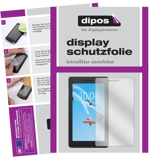Klare Displayschutzfolie von dipos passend für Lenovo TB-7104F, präziser Zuschnitt und blasenfrei montiert