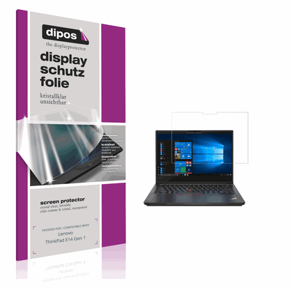 Klare Displayschutzfolie von dipos passend für Lenovo ThinkPad E14 Gen 1, präziser Zuschnitt und blasenfrei montiert
